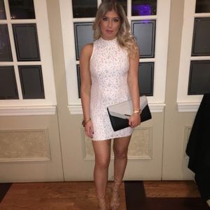Off white & nude underlay mini dress